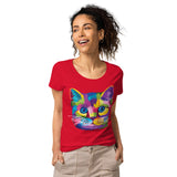 T-shirt éco-responsable chat multicolore - Hauts