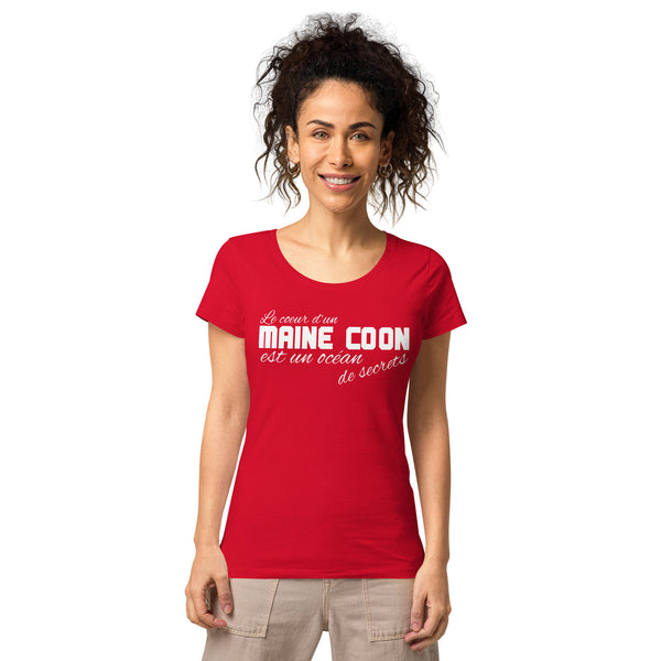 T-shirt éco-responsable femme Coeur de Maine Coon - Rouge / 
