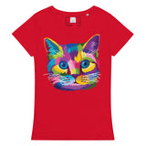 T-shirt bio Chat multicolore - Rouge / S - Hauts