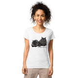 T-shirt éco-responsable femme Maine Coon Noir - Blanc / S - 