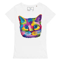 T-shirt bio Chat multicolore - Blanc / S - Hauts